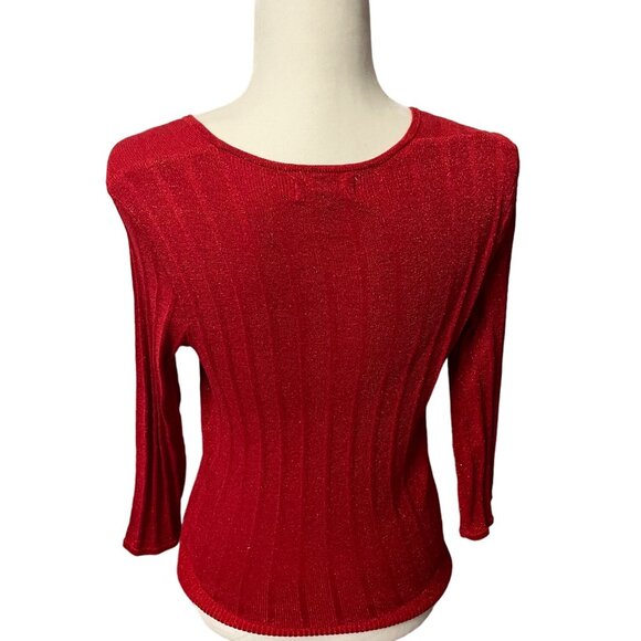 Laura Ashley Petite Red Sparkly Silk Sweater Size PS - Picture 2 of 3